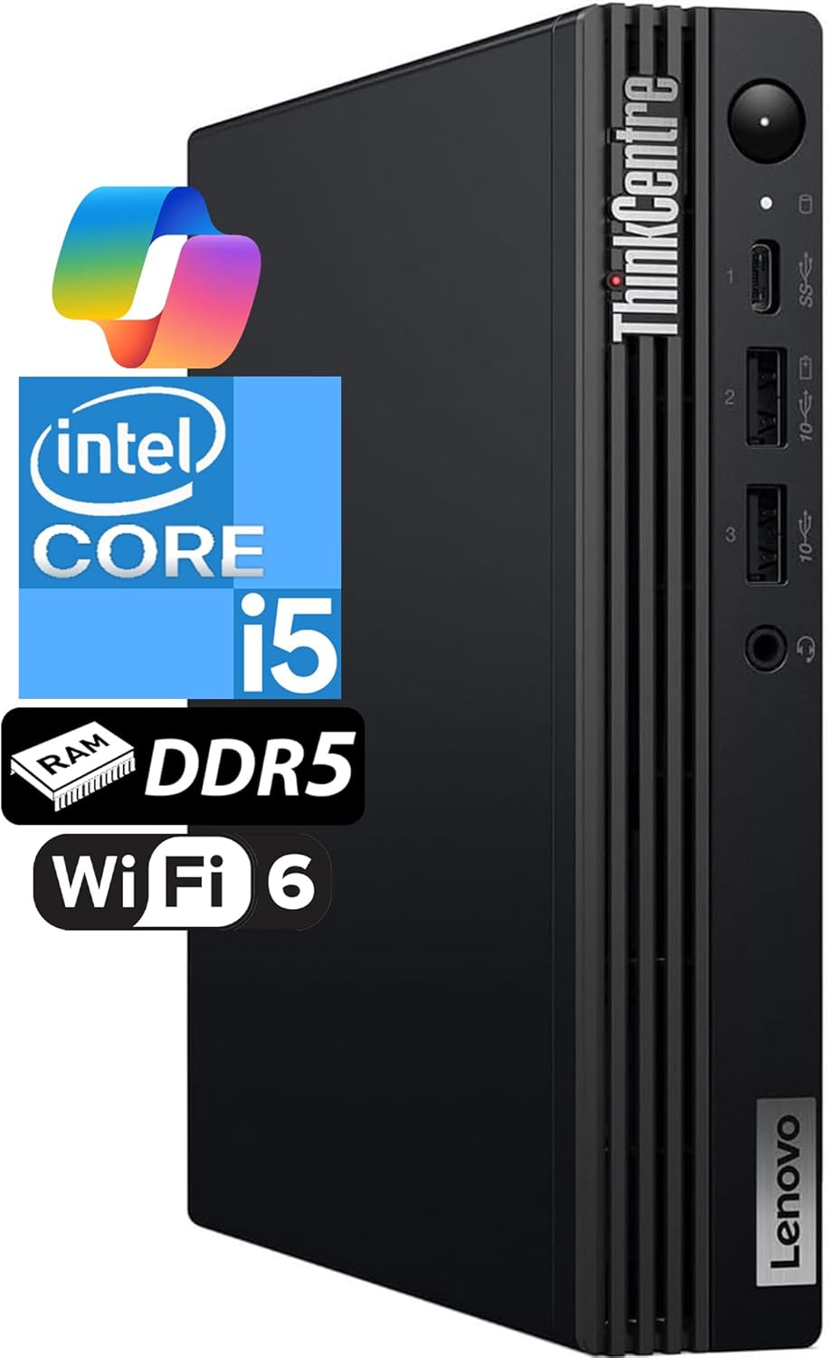 Lenovo ThinkCentre Tiny M70q Gen 5 Intel 10-Core i5-14400T (Beat i7-13700T), 16GB DDR5 RAM, 512GB NVMe, WiFi 6E, Bluetooth, RJ-45, DP Port, HDMI, W11P, Business Desktop, 3 Yr Wty