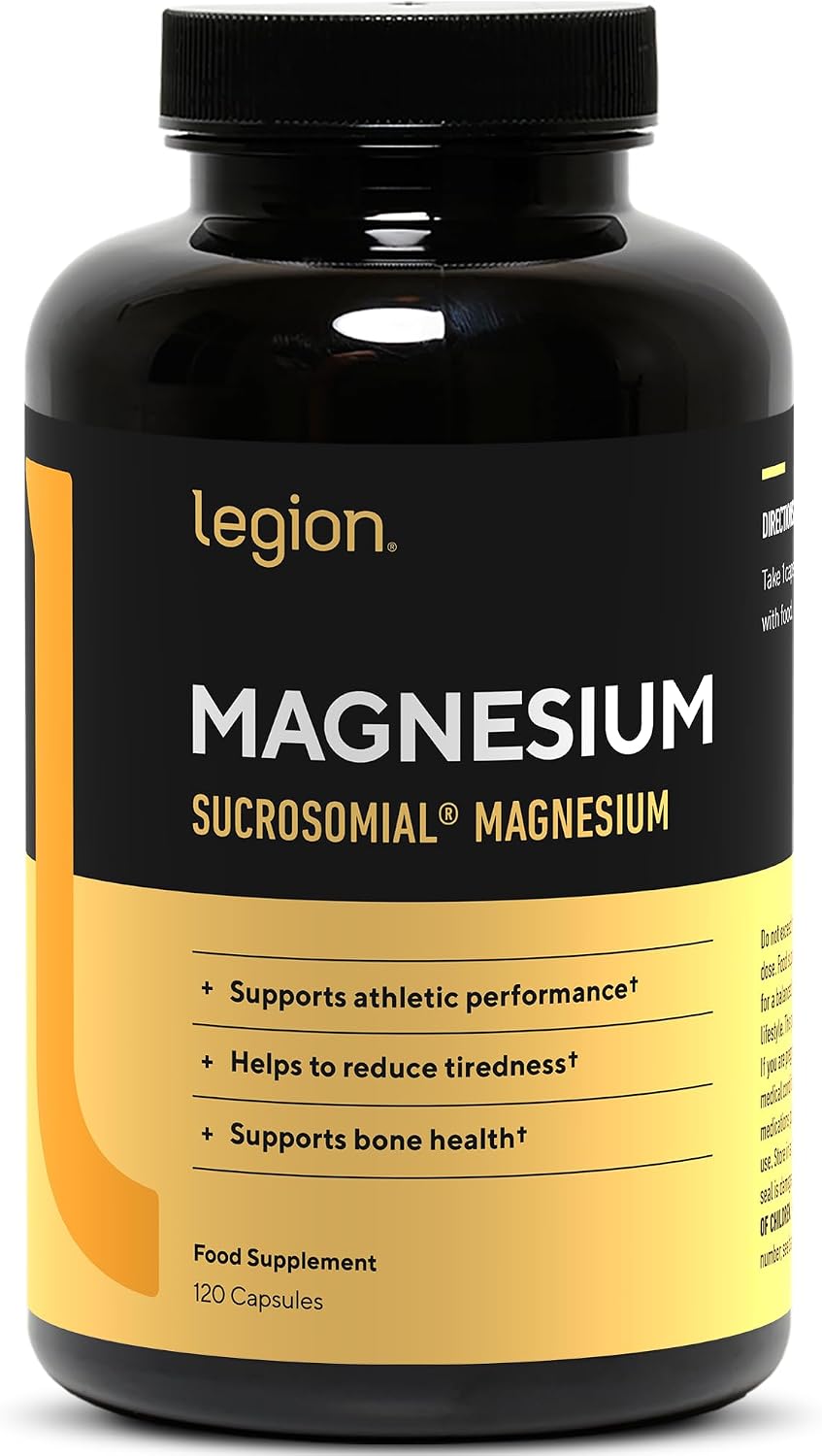 Legion Sucrosomial Magnesium Supplements - High Absorption Magnesium Supplement for Women & Men - Magnesium Mineral Supplements to Help Boost Athletic Performance & Overall Health - 120 Servings