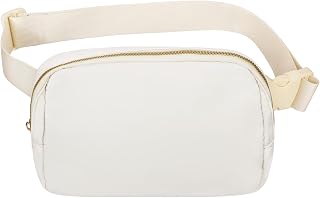 VOROLO Fanny Pack Crossbody Bag For Women And Men Belt Bag Gift For Women Bum Bag with Adjustable Strap for Sports Off White