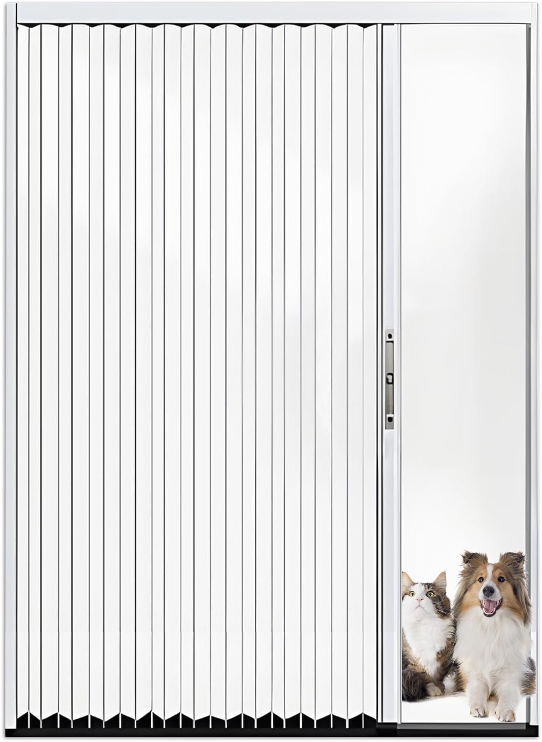 Interior Accordion Folding Door, No Drilling Retractable Sliding Doors with Lock, Customize Room Divider for Bathroom Closet Kitchen Patio, Aluminum Frame and Acrylic Panel