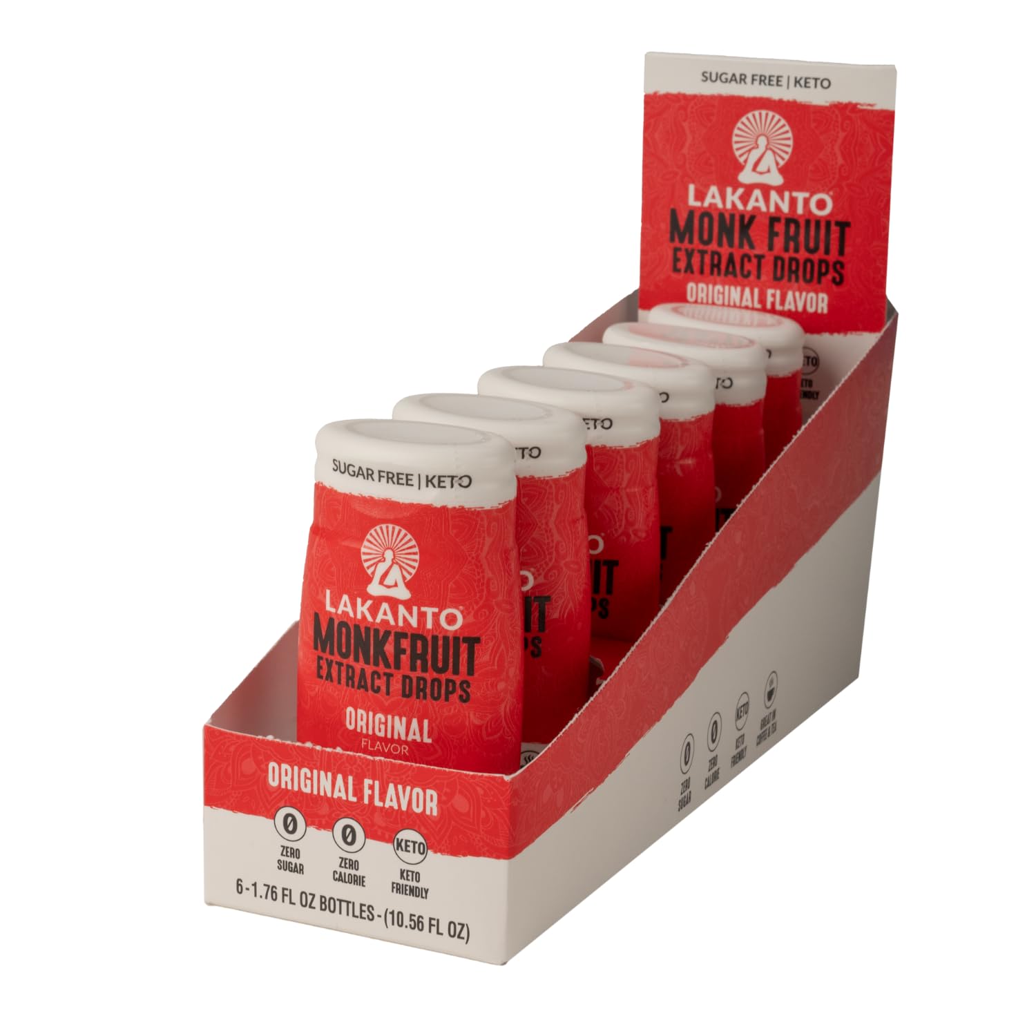 Lakanto Liquid Monk Fruit Extract Drops, Original, 1.76 fl oz, 6-Pack