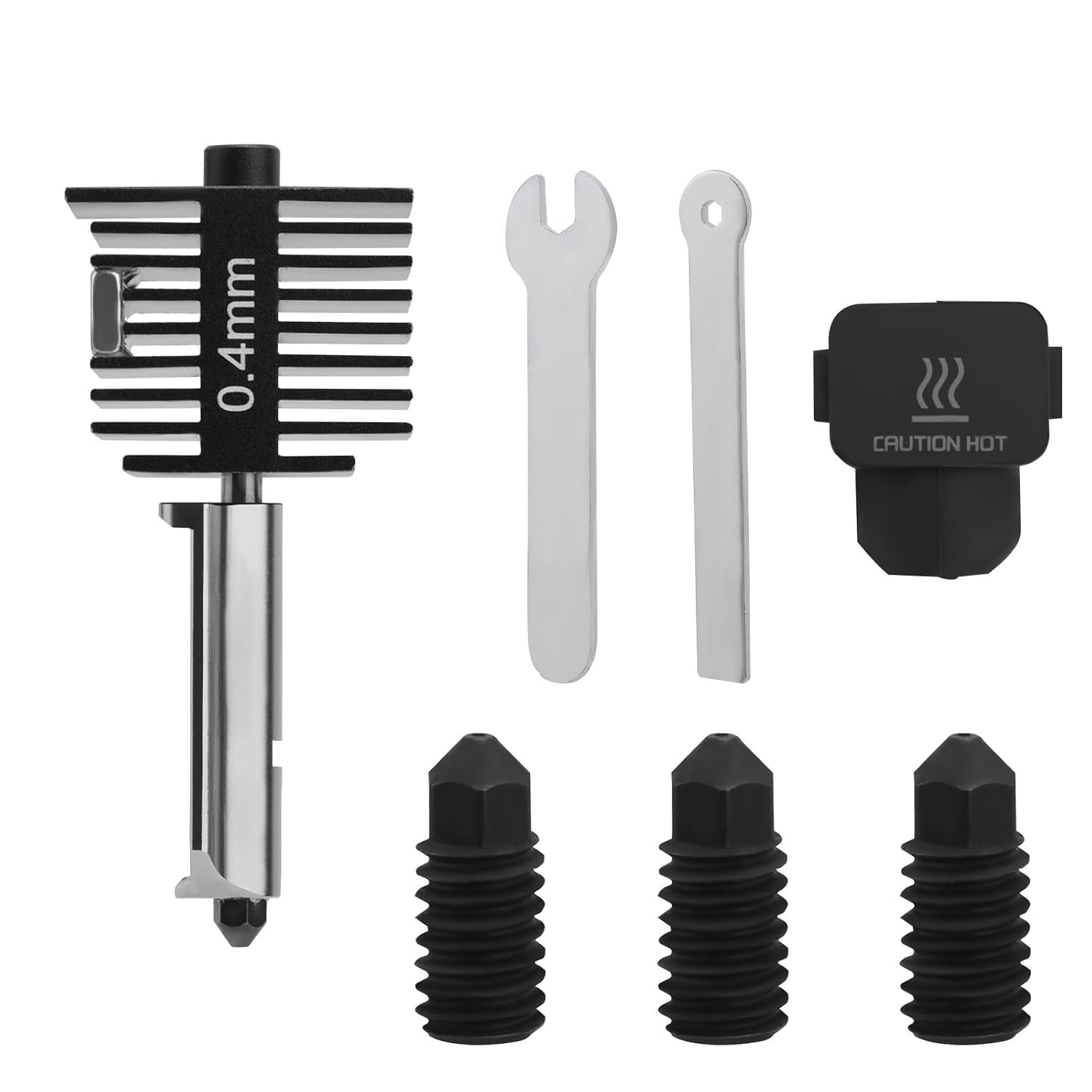 Gosknor 3D Printer 0.4mm Hotend Kit for Bambu Lab A1/A1 Mini, High-Temperature Hardened Steel Hot End Nozzle with Wrenches and Tools Silicone Sock Ideal Extruder Replacement Accessories