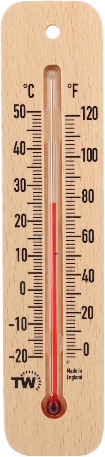 Traditional Wooden Room Thermometer to Measure Room Temperature - Can be used Indoor or Outdoor and is Ideal for Home, Office, Garden, Greenhouse or Garage