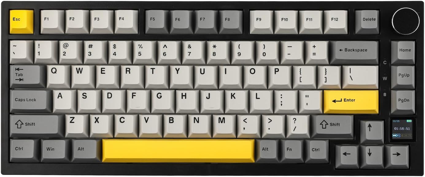 EPOMAKER Ajazz AK820 Pro 75% Gasket-mounted Mechanical Keyboard with TFT Screen, 3 Modes(Bluetooth 5.1/2.4G Wireless & Type-C Wired), Sound Dampening Foams (Grey, Ajazz Gift Switch)