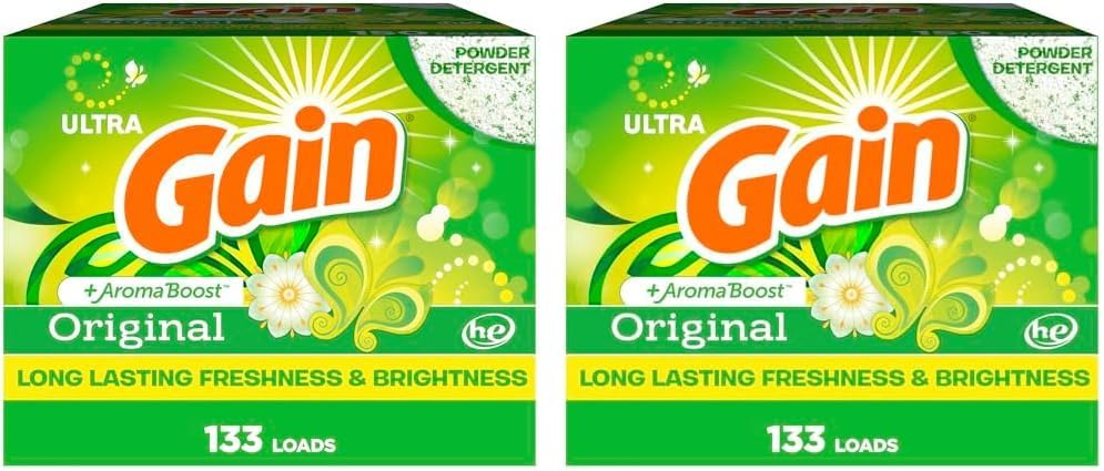 Gain Powder Laundry Detergent, Original Scent, 133 Loads, 123 OZ (Pack of 2)