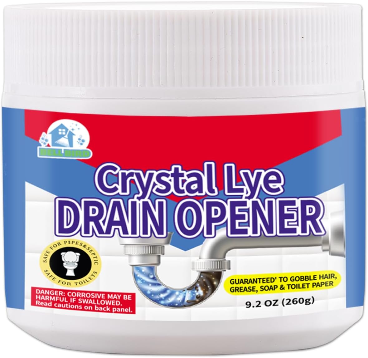 Fit Boost Crystal Lye Drain Opener, Lye Sodium Hydroxide,Unclogs Bathroom and Kitchen Sinks,Drains,Shower Pipes (1PSC)