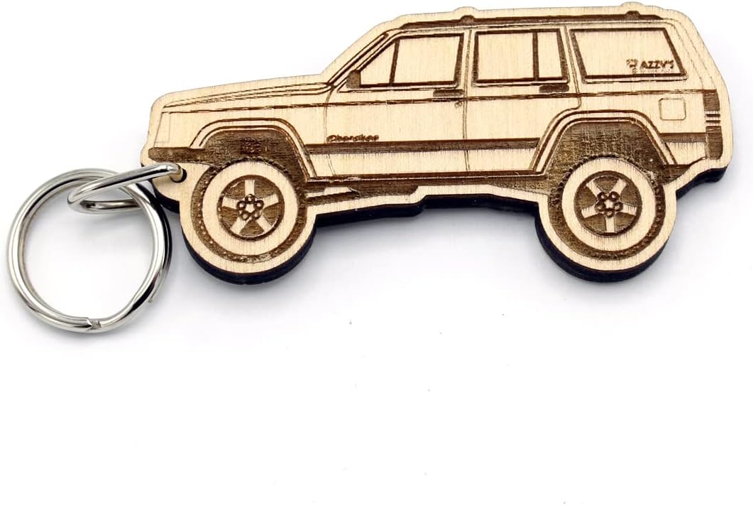 Jeep® Cherokee XJ Wooden Keychain - Made in the USA