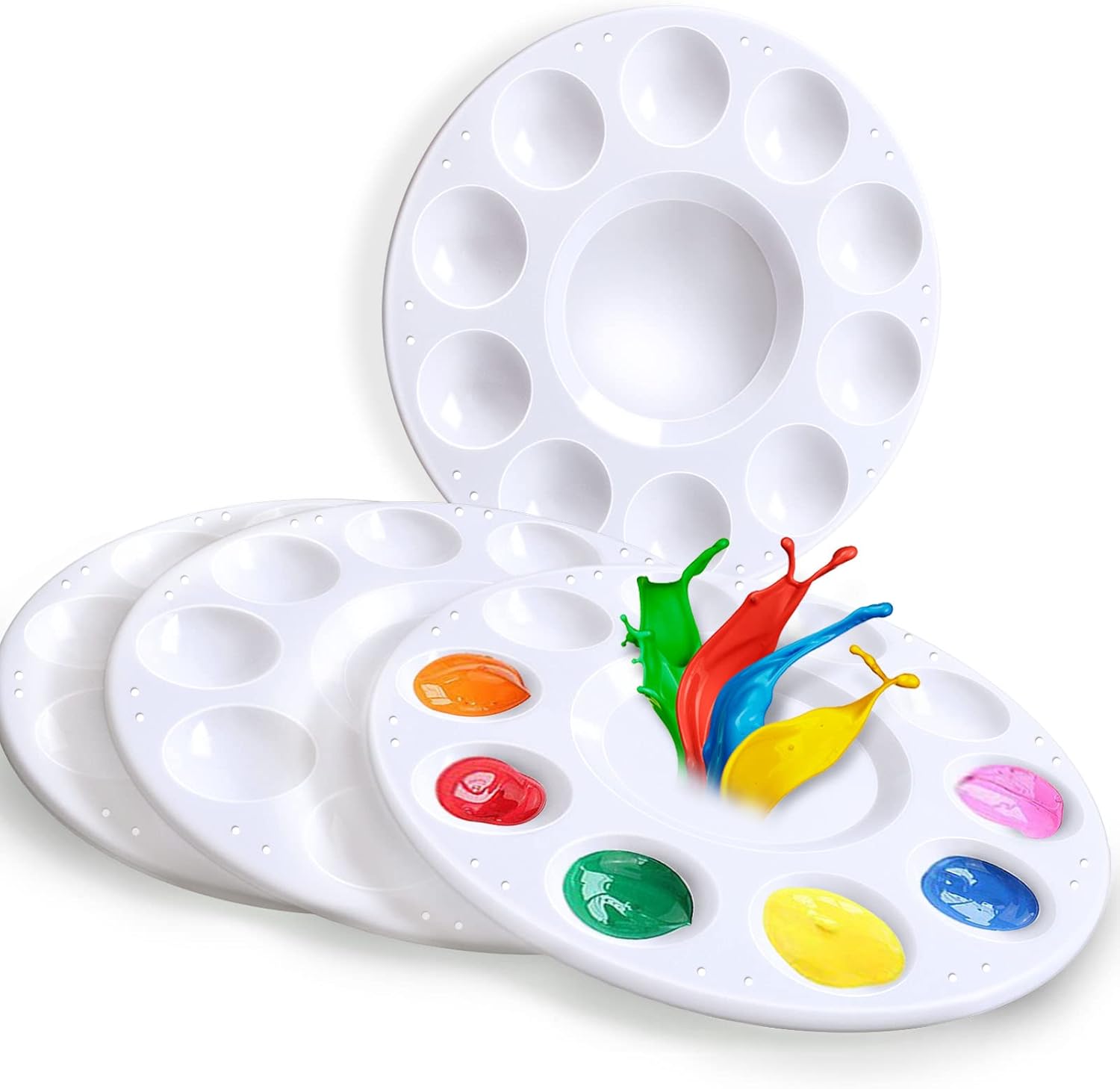 4 PCS Paint Palette, INIFUS Paint Pallet for Kids & Students，Plastic Paint Tray Palettes with 10 Wells,Painting Supplies for Kids