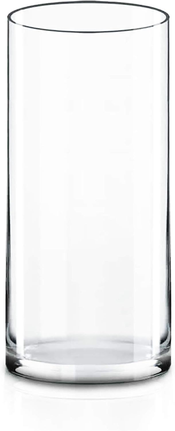 CYS Excel Clear Glass Cylinder Vase (H:9" D:4") | Multiple Size Choices Glass Flower Vase Centerpieces | Hurricane Floating Candle Holder Vase