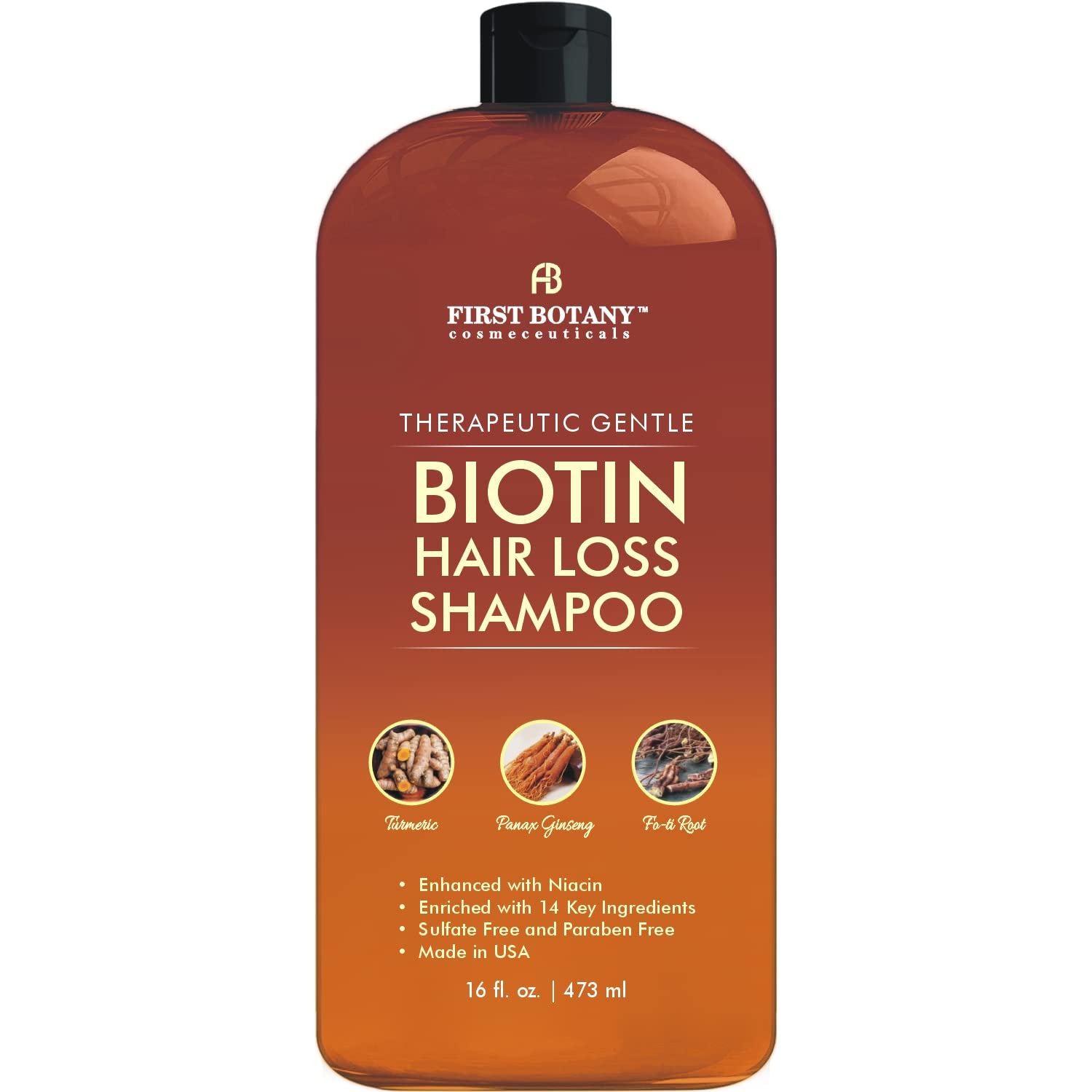 First Botany, Anti Hair Loss and Hair Regrowth Shampoo 16 fl oz, with DHT blockers- Daily Hydrating, Detoxifying, Volumizing Shampoo For Men and Women