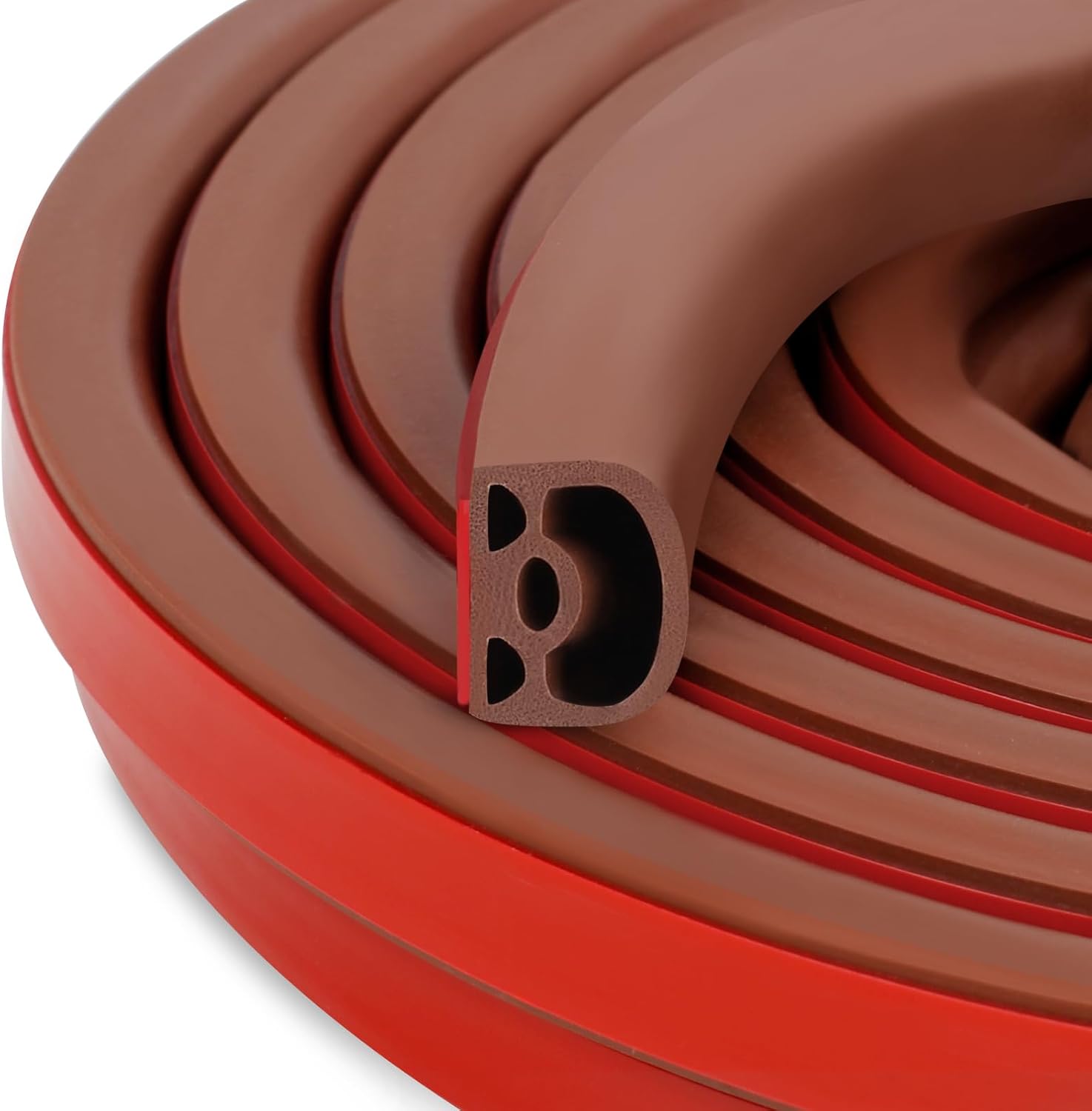 Benory Silicone Weather Stripping Door Seal Strip for Doors & Windows,Self-Adhesive Backing Seals Large Gap (from 5/16 inch to 15/32 inch) (9/16" (W) x 15/32" (T) x 19.7' (L), Brown)