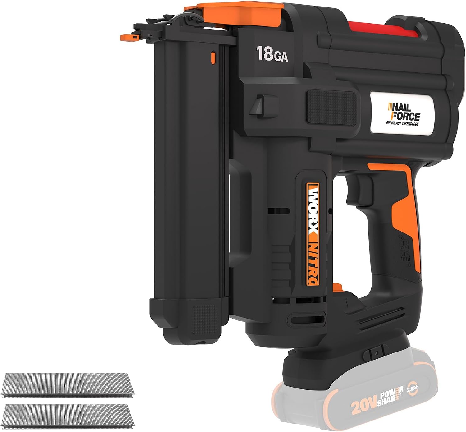 Worx Nitro 20V Cordless 18-Gauge Narrow Crown Stapler, Cordless Staple Gun Fires Up to 80 Staples/Min, Battery Powered Staple Gun with Tool-Free Jam Release WX844L.9 – Tool Only