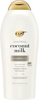 OGX Nourishing + Coconut Milk Conditioner, Hydrating & Restoring Conditioner Moisturizes for Soft Hair After the First Use, Paraben-Free, Sulfate-Free Surfactants, 25.4 fl. oz