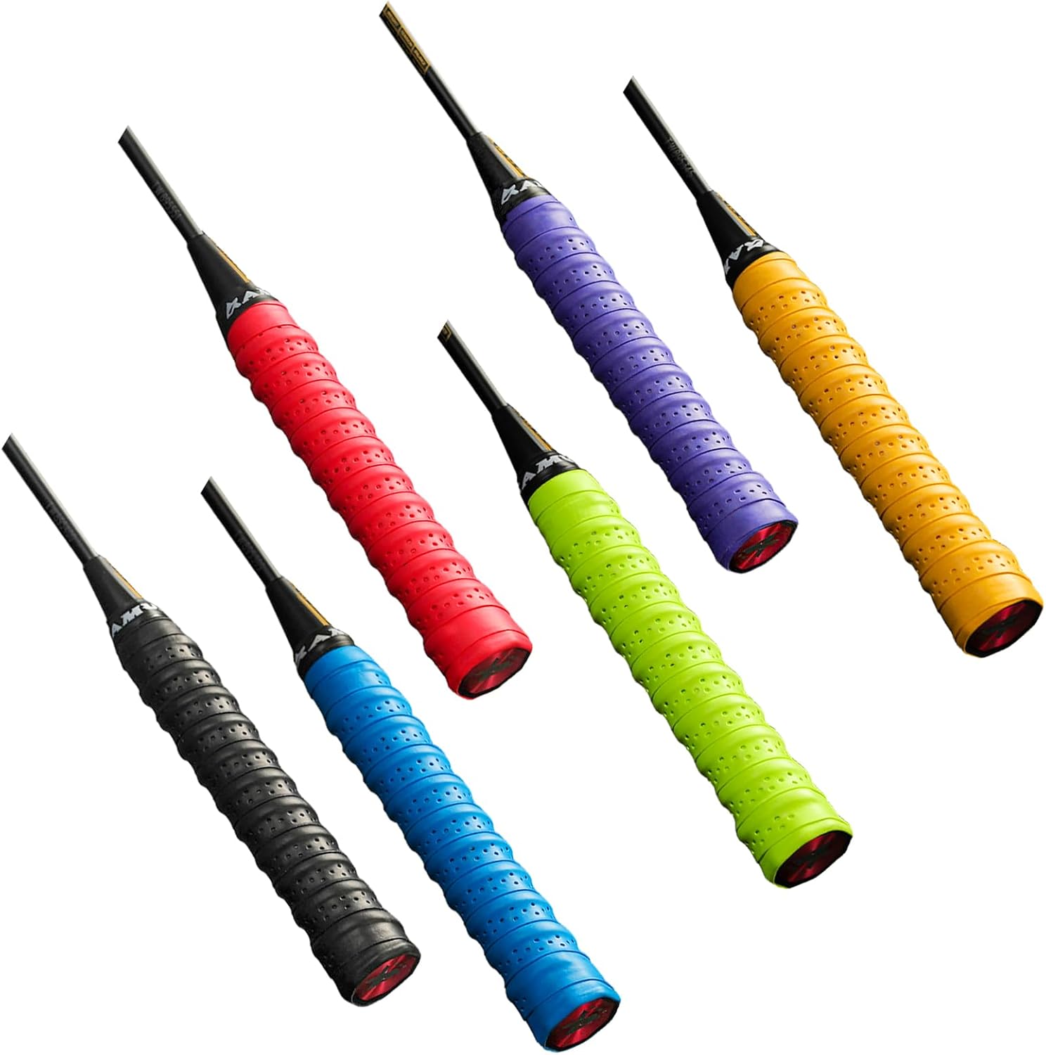 Satiskid 6-Pack Multi-Sport Overgrip Tape - Badminton Racket Grip Tennis Racket Grip Tape Super Absorbent Anti-Slip Racket Grip Tape for Badminton, Tennis, Squash, Fishing Rods, Bicycle Handlebars