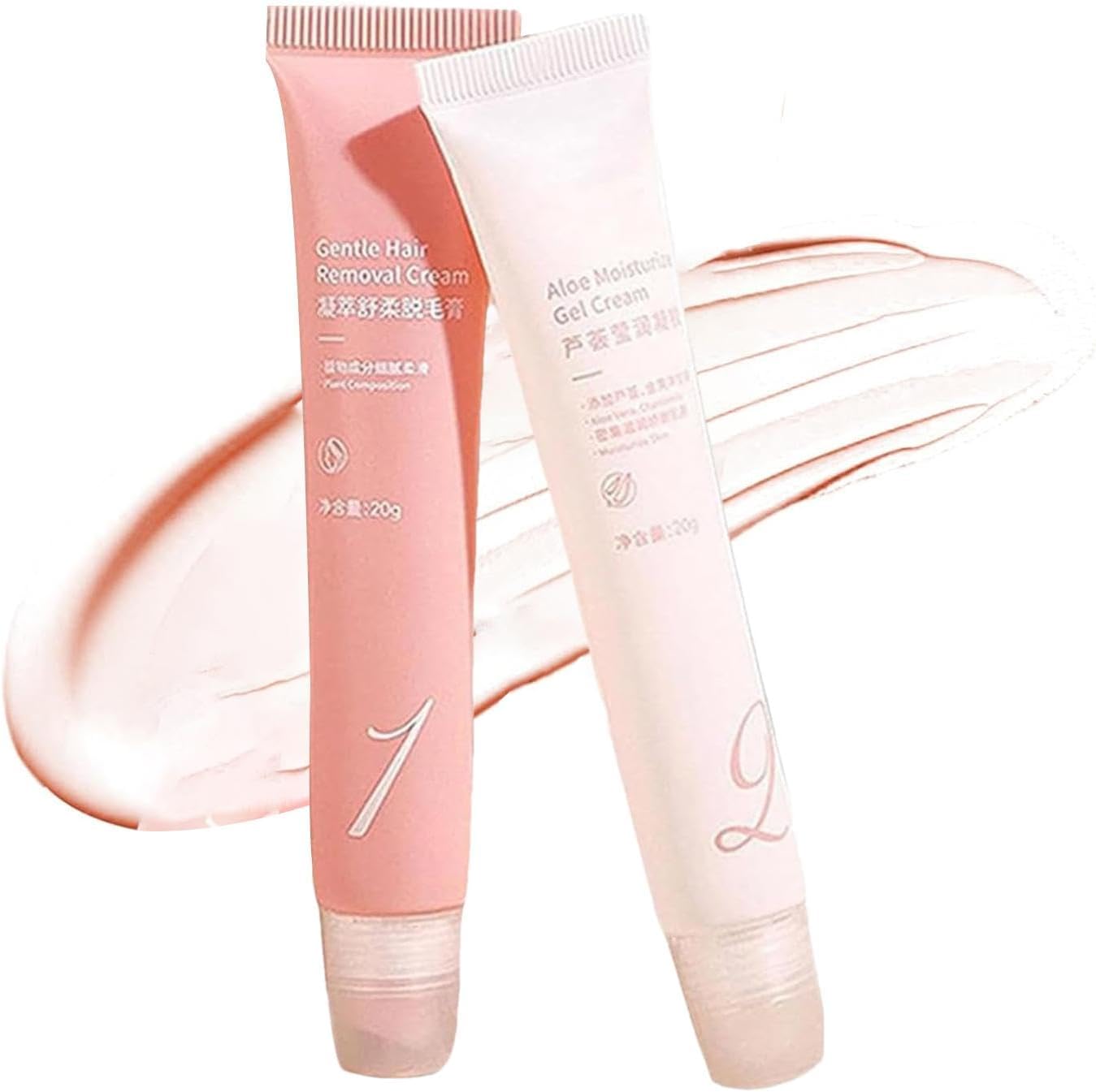 Hair Removal Cream, 2 Pieces Facial Hair Remover Cream Set, Soothing Moisturizing Epilating Balm for Legs Arms, Portable Depilatory Balms for Women