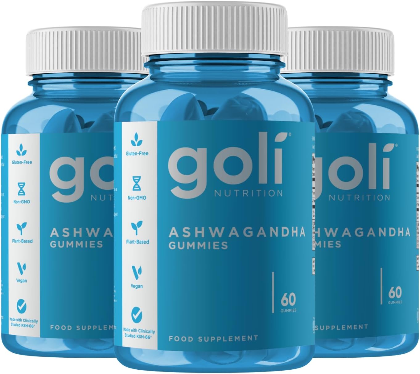 Goli Ashwagandha KSM-66 Gummies | Stress, Sleep & Mood Support | Mixed Berry | Vitamin D, Vegan, Plant Based, Non-GMO, Gluten Free, Gelatin Free | Relax. Restore. Unwind. | Pack of 3, 180 Gummies