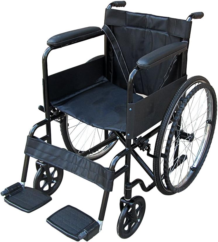 Lightweight Folding Wheelchair, PALDIN self propelled Comfortable Portable Wheelchair, Removable Footrests, Armrest (Black)