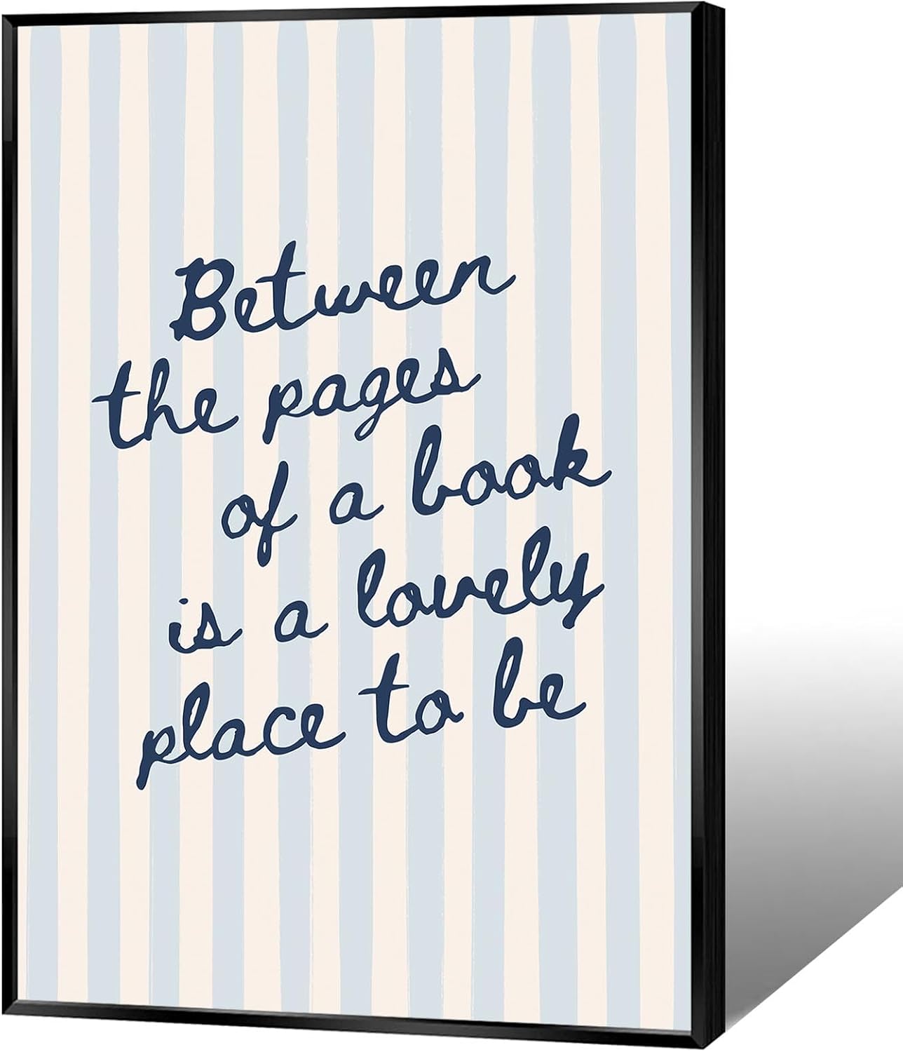 KIJDID Book Canvas Poster Between The Pages Of A Book Is A Lovely Place To Be Quote Wall Art Blue Minimalist Aesthetic Quote Art Print For Classroom Home Library Wall Decor 24x36in Unframed