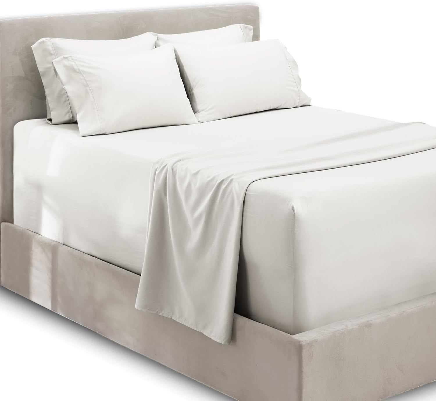 Hearth & Harbor Extra Deep Pocket Sheets - Fits Mattress 18-24 Inches Deep - Extra Deep Pocket California King Size Sheets - 6 Piece Cal King Sheets - Cal King Sheets Deep Pocket, White