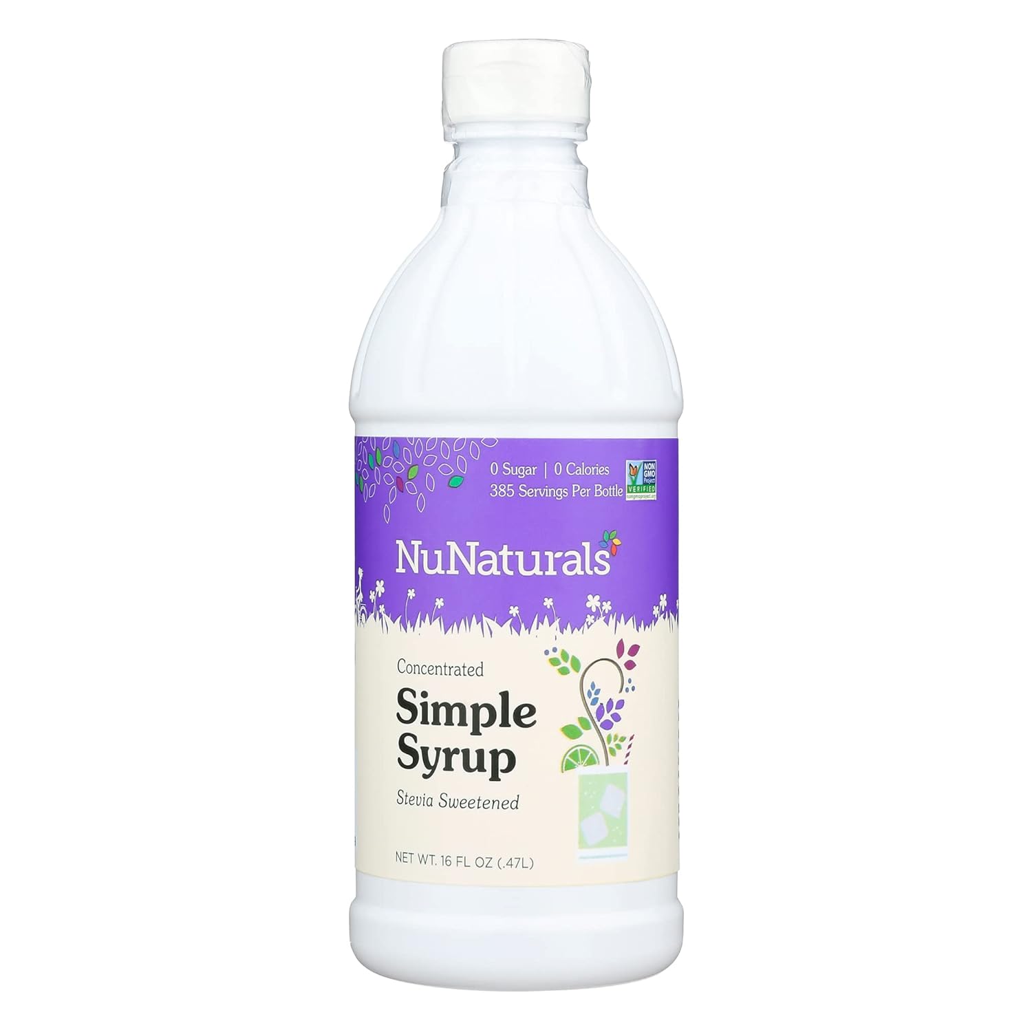 NuNaturals Stevia Simple Syrup, Sugar-Free Sweetener, Plant-Based Sugar Substitute, Zero Calorie, 16 oz