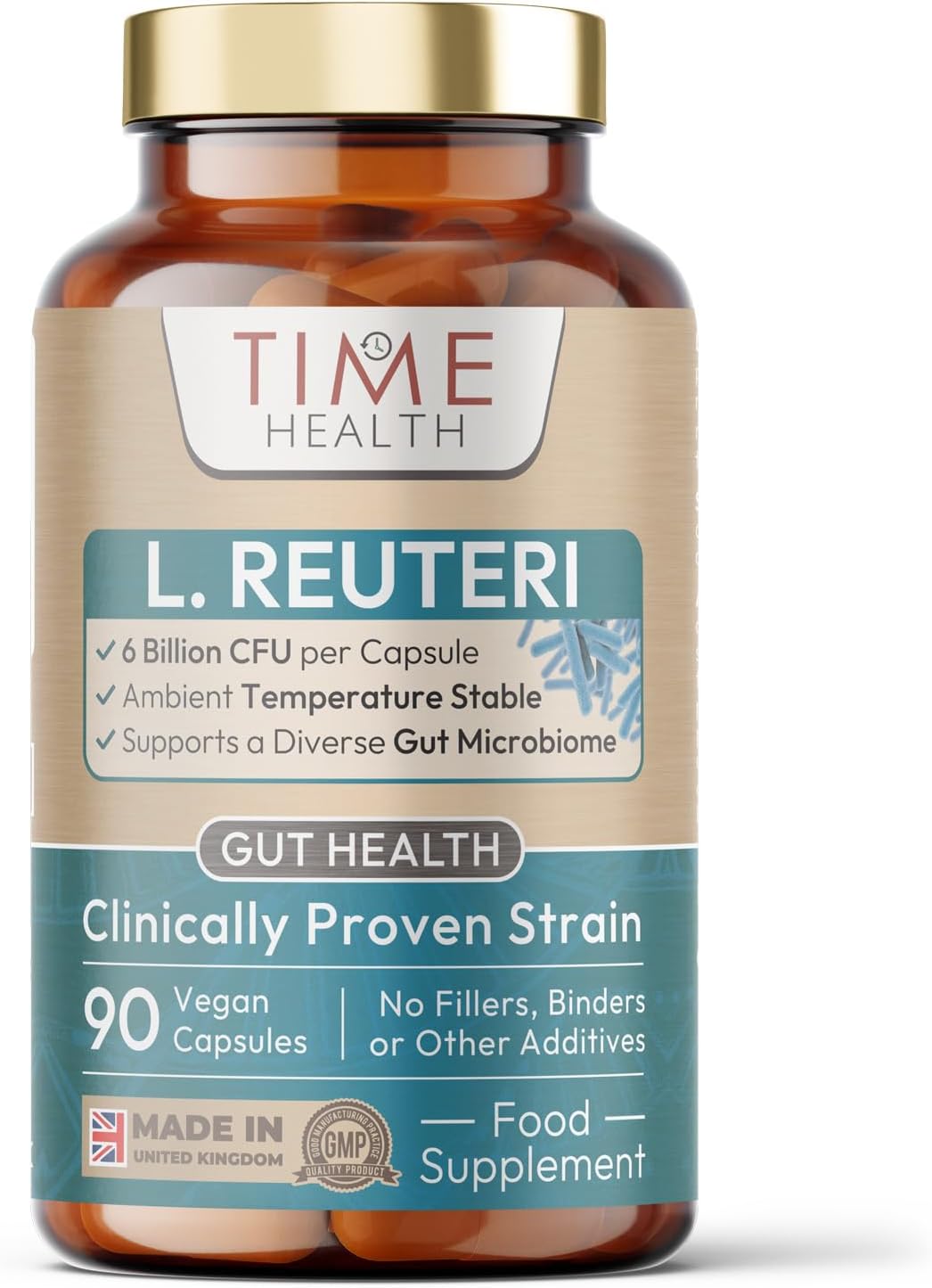New: High Strength Lactobacillus Reuteri Probiotic – 6 Billion CFU – 90 Capsules – Advanced Shelf Stable L Reuteri – Research-Backed Strain – Vegan – GMP – UK Made Supplement
