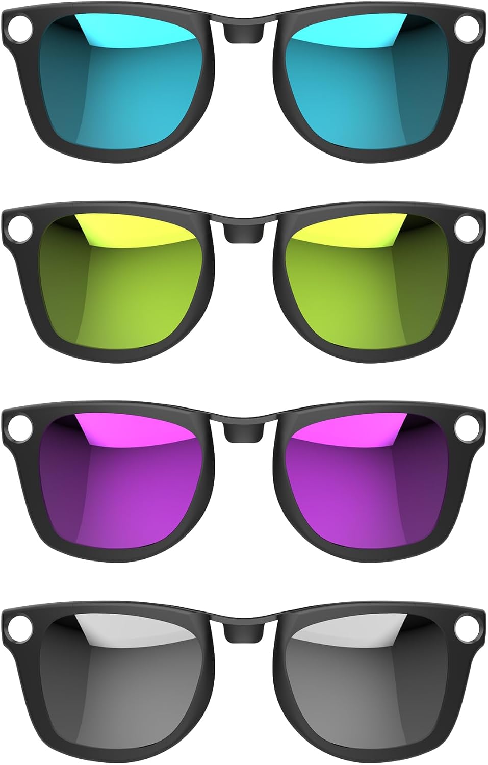 HIBLOKS 4Pcs Polarized Clip for Ray-Ban Meta Wayfarer Smart Glasses, Compatible with Ray-Ban Meta Wayfarer Standard (Size M) Protect Your Eyes, Cool and Fashion (Silver, Blue, Yellow, Purple), Silver