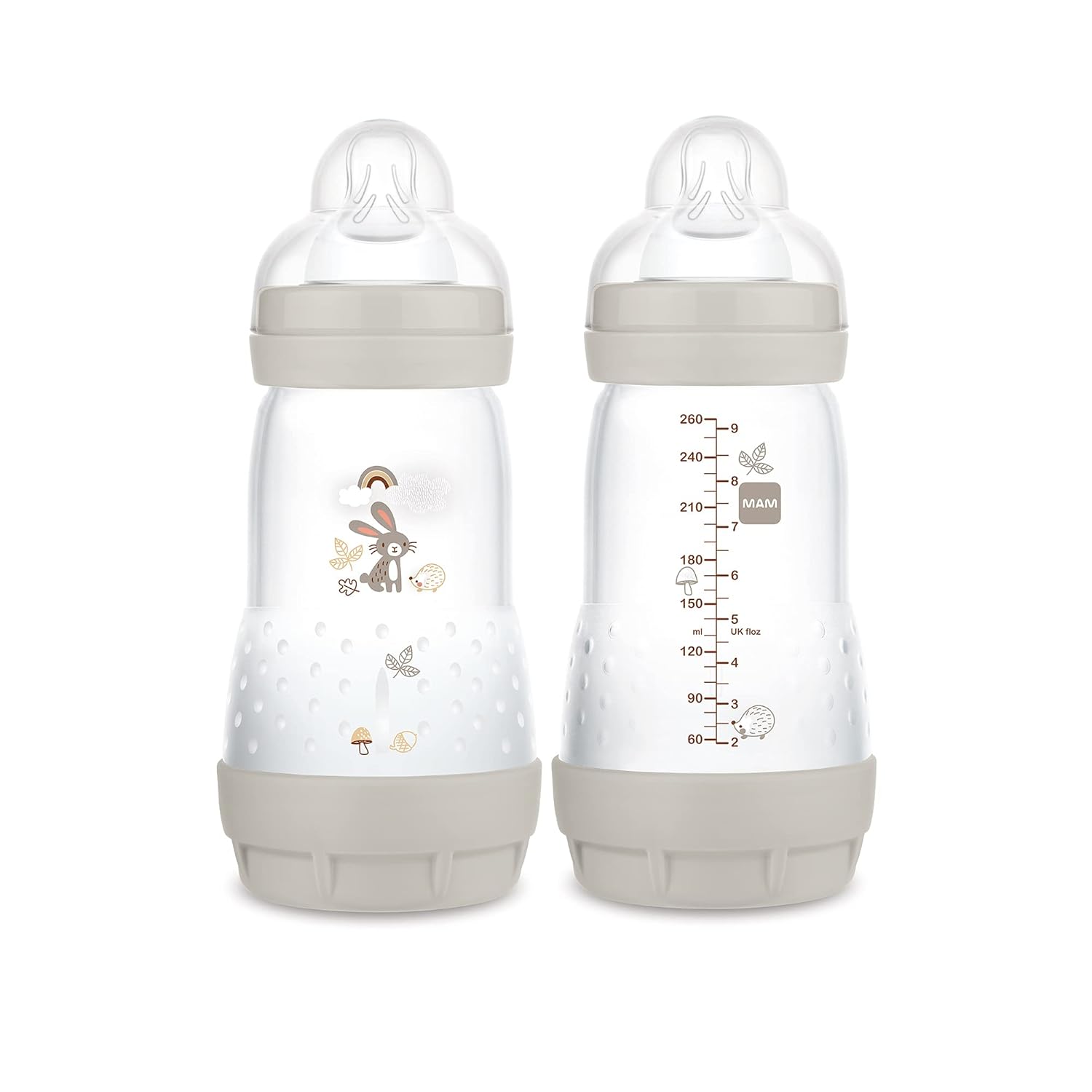 MAM Easy Start Anti-Colic Baby Bottle 9 oz, Medium Flow, Breastfeeding-Like Silicone Nipple Bottle, Reduces Colic, Gas, & Reflux, Easy-to-Clean, BPA-Free, Vented Baby Bottles for Newborns, 2+ Months