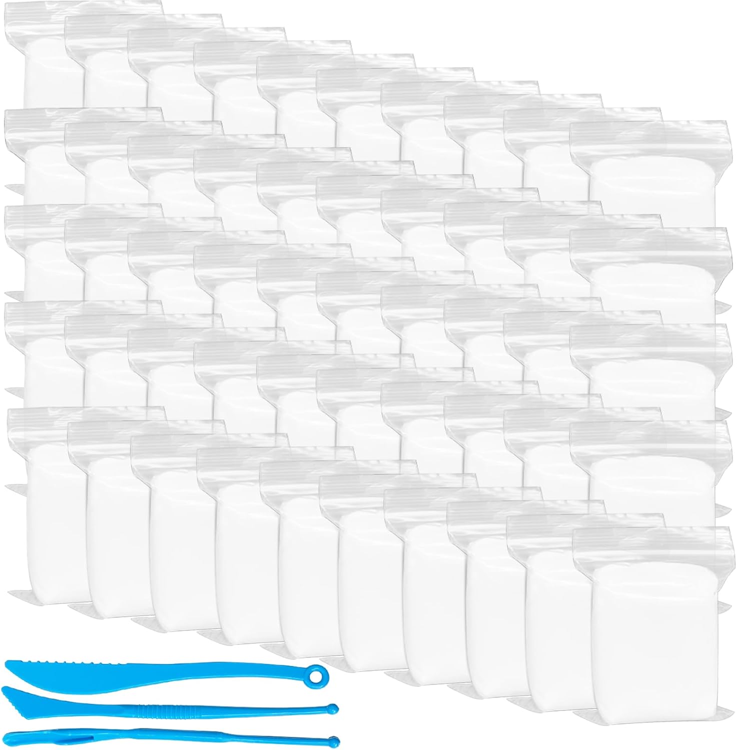 50 Pack White Air Dry Foam Clay,Moldable Soft Lightweight Clays with 3 Pcs Sculpting Knives for Kids,Art Craft Supplies,School Rewards 1.3lb