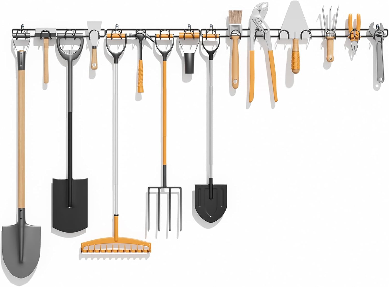zacurter Garden Tool Storage Rack - Wall Mounted Shed Storage Solutions, Garage Organiser for Garden Tools With Handle,4 Pack Heavy Duty Hooks for Secateurs, Shovels, Rakes, Ladders with 16 Hook