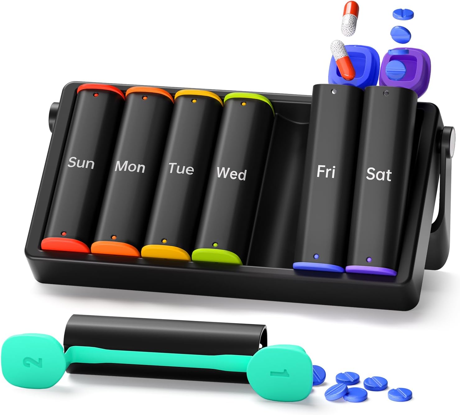 KOVIUU Weekly Pill Box 7 Day 2 Times a Day, Large Travel Pill Organiser