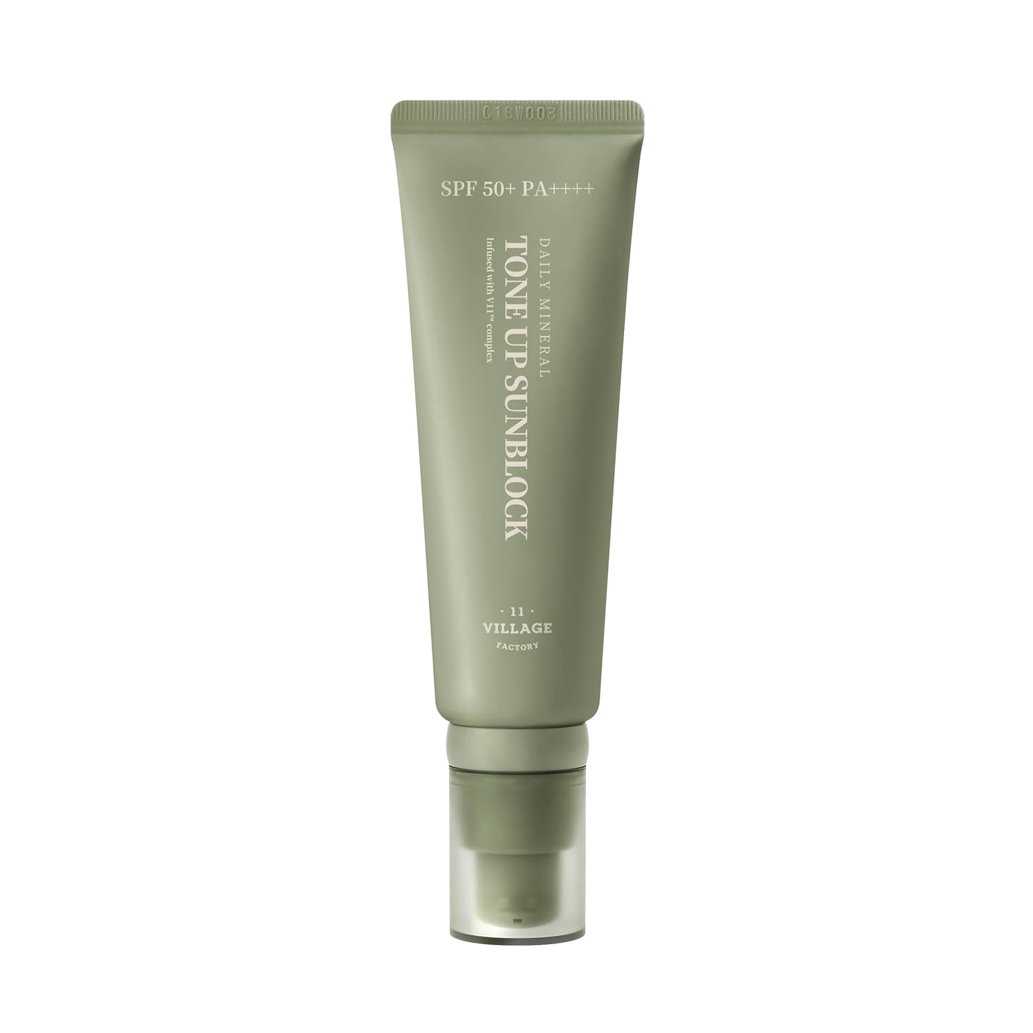 Daily Mineral Tone Up Sunblock (50ml) with Hyaluronic Acid, Nicinamide, Adenosine and V11 Complex, Matte Finish, Vegan Formula