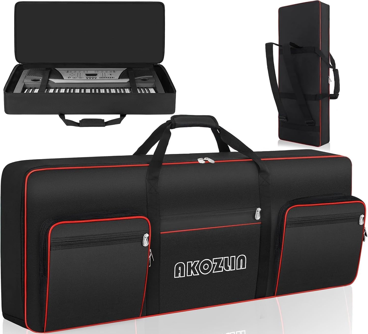AKOZLIN 61 Key Keyboard Case, Soft Padded Keyboard Gig Bag, Piano Bag