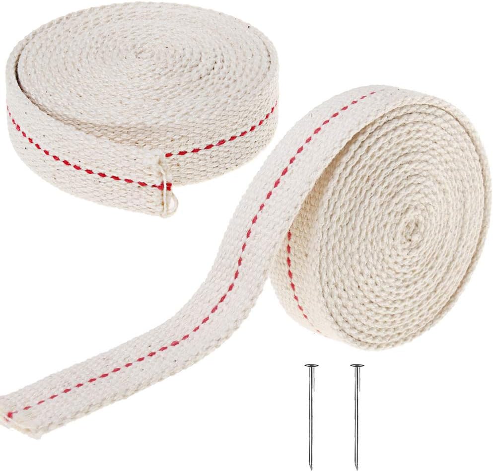 Kuou Lamp Wick, 2 Rolls Flat Cotton 3/4 Inch Oil Lantern Wick, Stitch Lamp for Oil or Kerosene Burners, 6.56 Feet/Roll