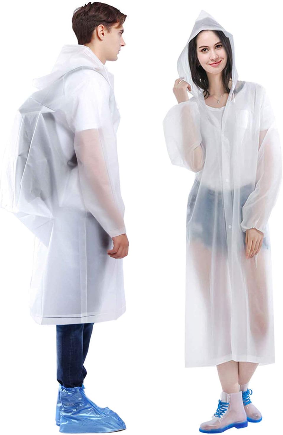 HLKZONE Raincoat, 2 Pack Rain Ponchos for Adults Travel Rain Jacket Packable Rain Coats for Women with Drawstring Hood