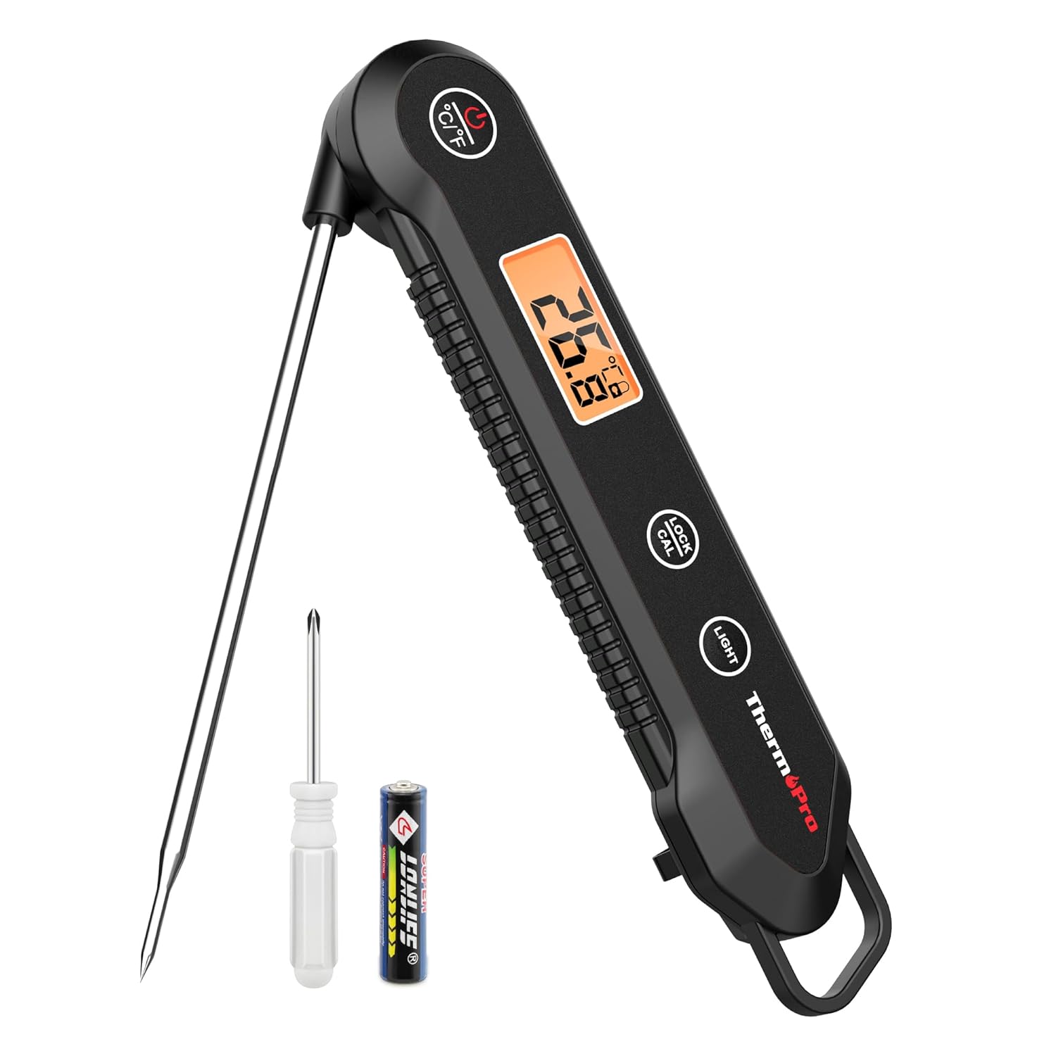 ThermoPro TP03H Meat Thermometers with IPX6 Waterproof, Instant Read Food Thermometer Foldable Temperature Probe with Calibration & Lock Function, Cooking Thermometer for Air Fryers, Kitchen, BBQ Oven
