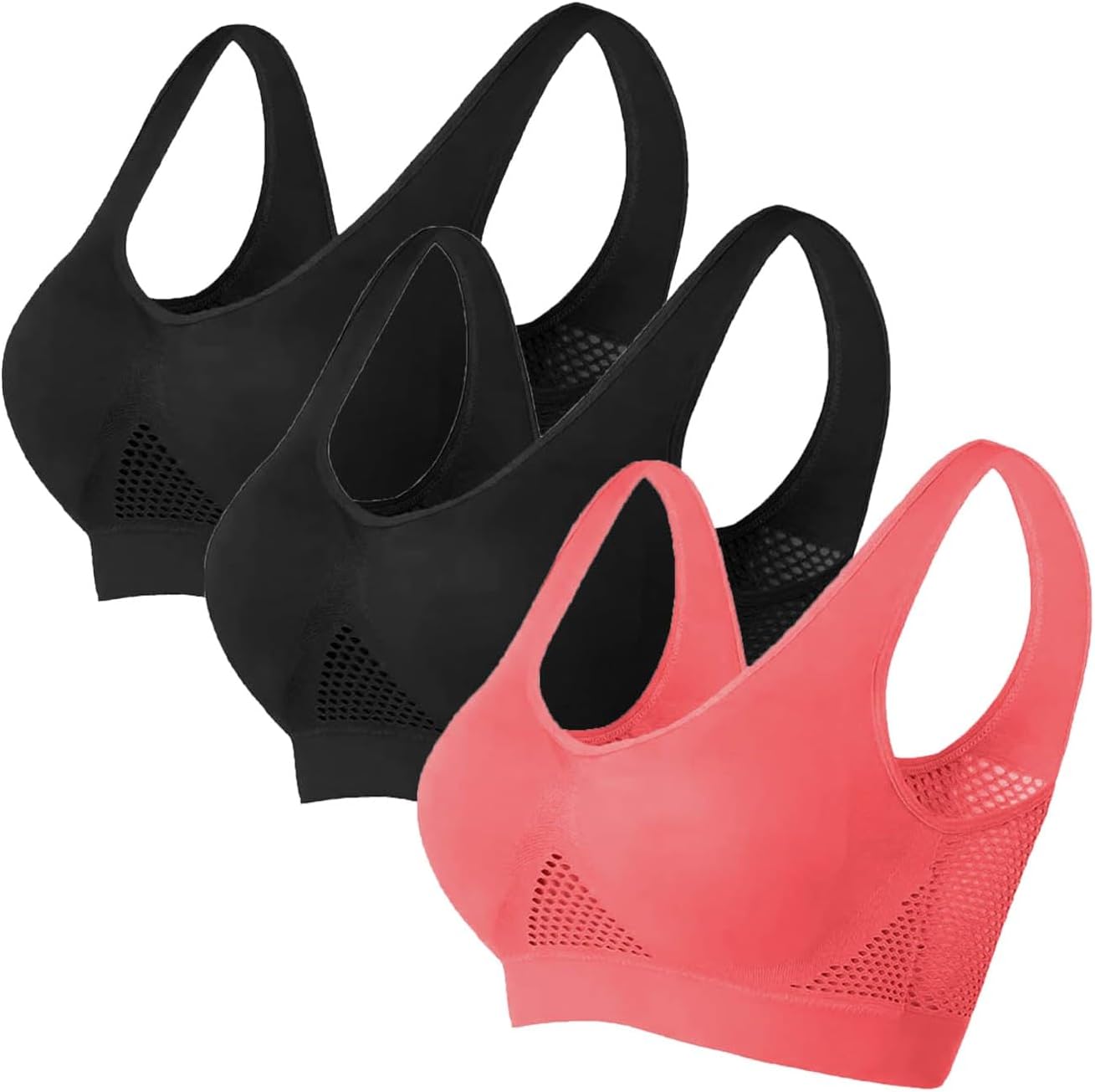 Nantdog 1/2/3PC Sport Bras for Women Summer Workout Breathable Lightweight Bras Casual Comfy Soft Underwear 2025