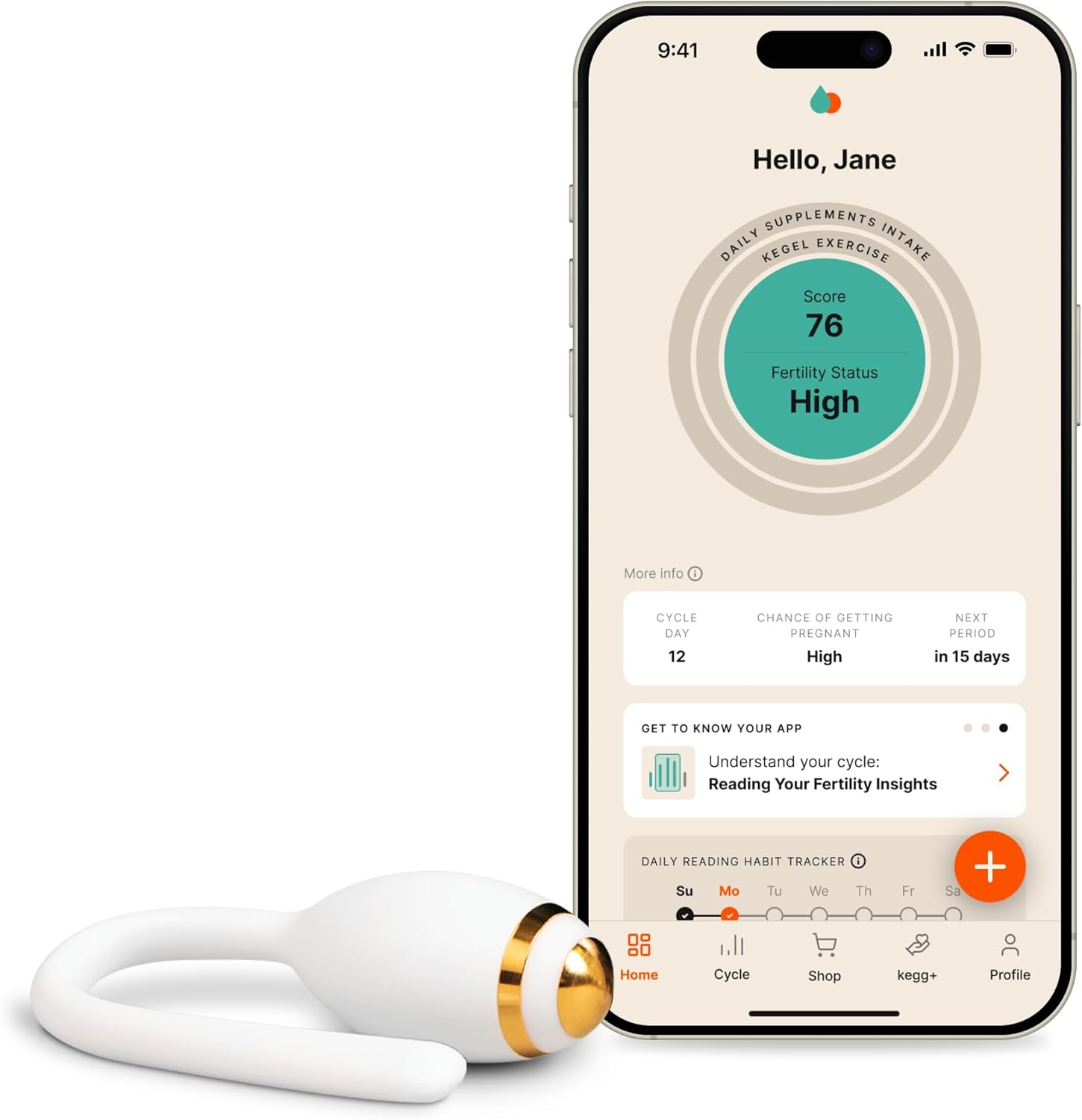 Fertility Tracker + Free Fertility App | Gold | Discover Your Most Fertile Days | No Recurring costs | Predicts Fertile Window | Helps Exercise Pelvic Floor Muscles