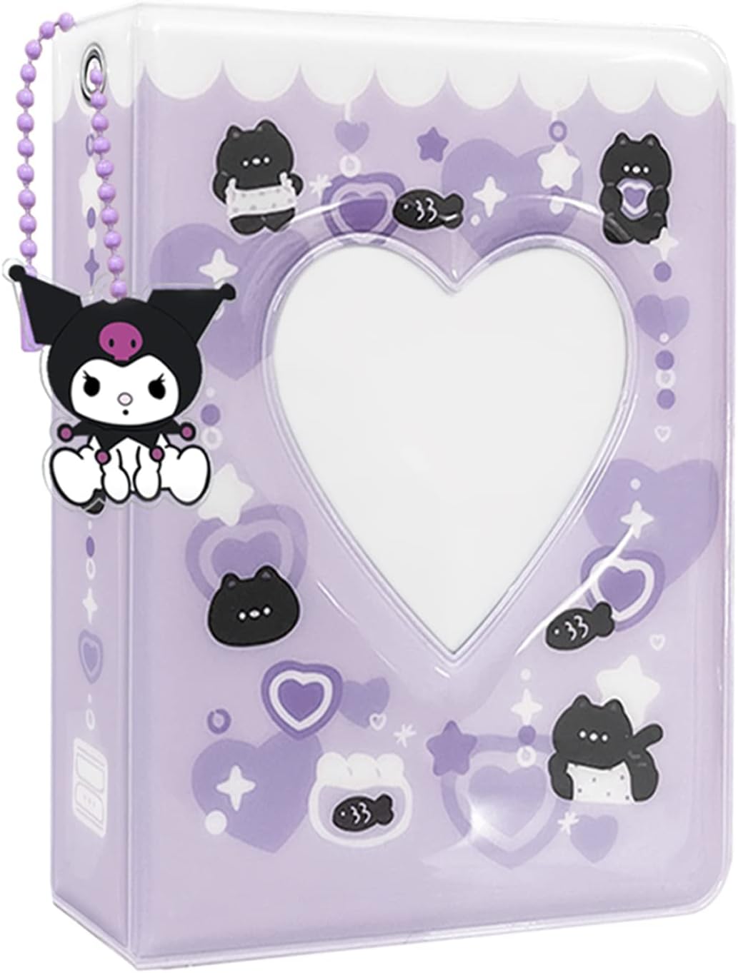 Kpop Photocard Binder, 3 Zoll Kpop Photocard Holder, Cute Portable Mini Photo Album, Portable K-pop Photo Card Binder Mini Fotoalbum with Lovely Pendant, 40 Pockets (Purple)