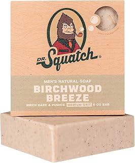 All Natural Bar Soap for Men with Medium Grit - Birchwood Breeze 5 Ounce (Pack of 1)