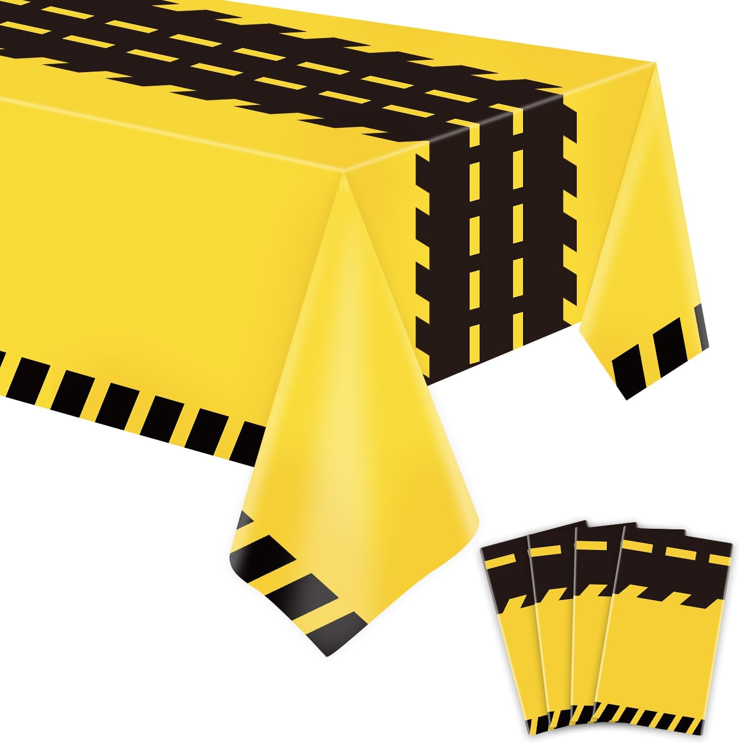 Dvaorc 4 Pack Construction Party Tablecloths Rectangle Construction Table Covers Dump Truck Birthday Table Cloth for Kids Boys Birthday Construction Birthday Party Supplies 51 x 86 Inch