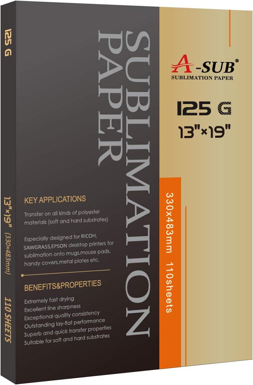 A-SUB Sublimation Paper 13X19 Inch 110 Sheets 125g