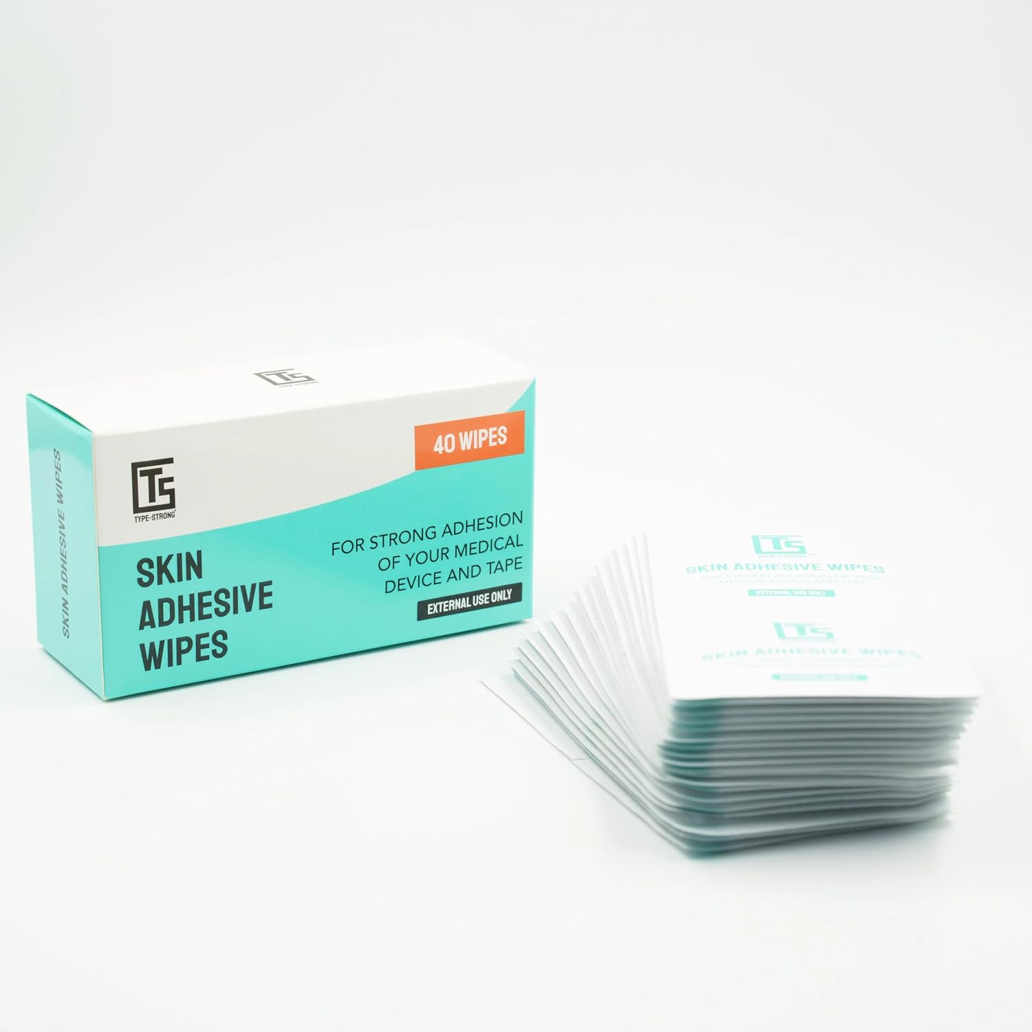 Type Strong Skin Prep Adhesive Wipes for CGM Sensors. No-Sting Barrier for Freestyle, Dexcom, Pump Patches & Medical Dressings. Protective Skin Prep for Sensitive Skin 40 Pack