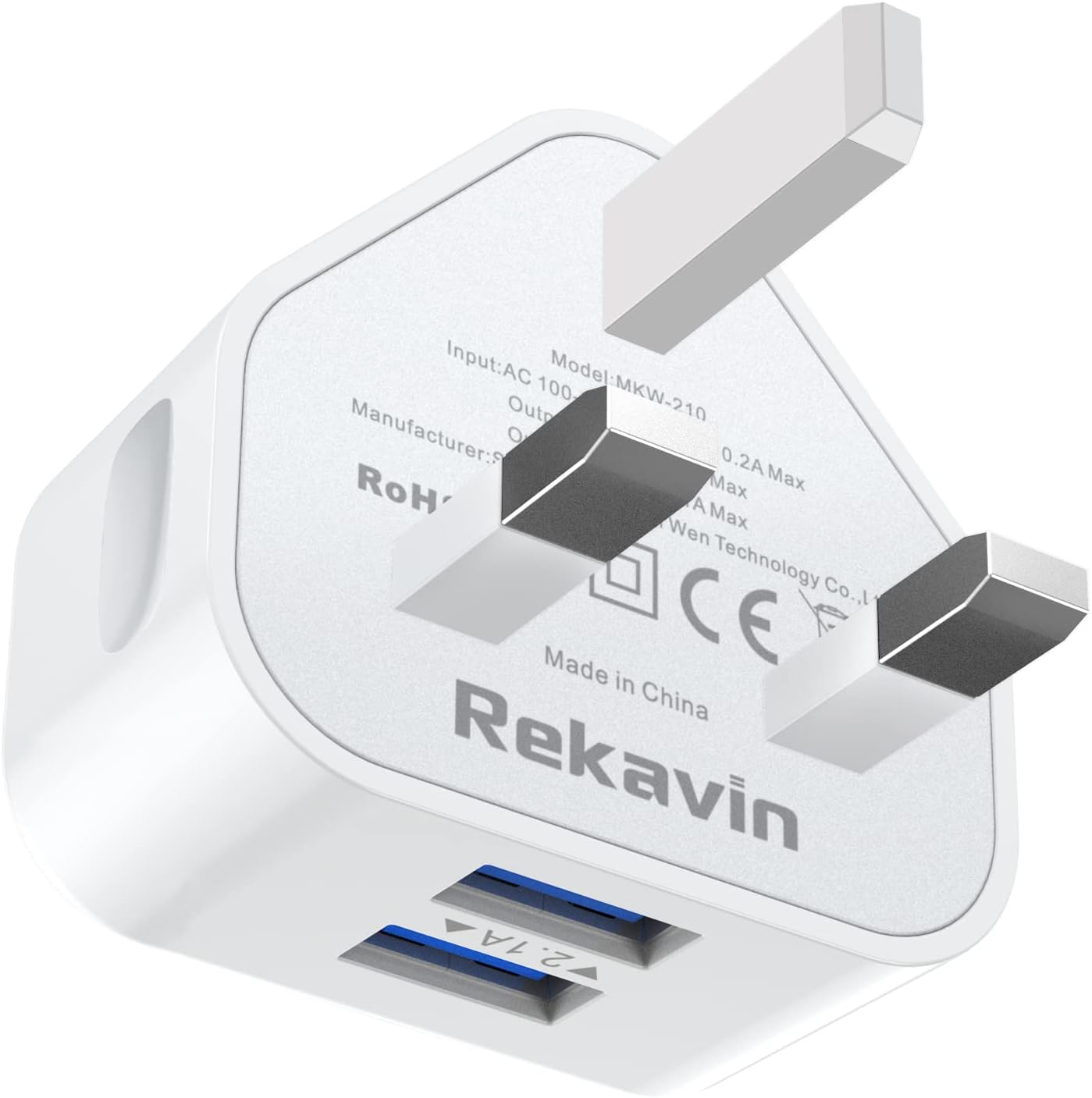 USB Plug UK 3 Pin Mains Charger,USB Wall Charger Plug Adaptor UK Compact Phone Charge Head 5V/2A/10.5W Charging for iPhone 11/11 Pro/10/Xs/XS Max/XR/X/8/7/6 Plus/5/5S/iPad,Samsung,MP3