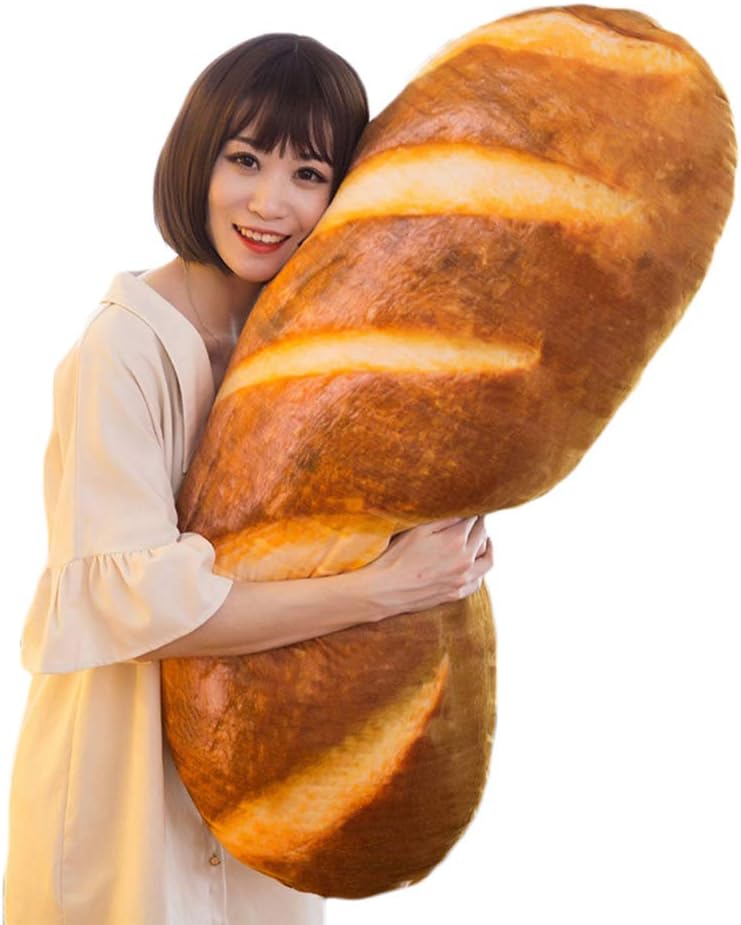 Levenkeness 3D Simulation Bread Plush Pillow,Soft Butter Toast Bread Food Pillow Lumbar Back Cushion Stuffed Toy for Home Decor 39.3"