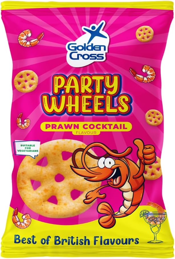 Golden Cross Party Wheels, Prawn Cocktail Flavour, 12 x 90g