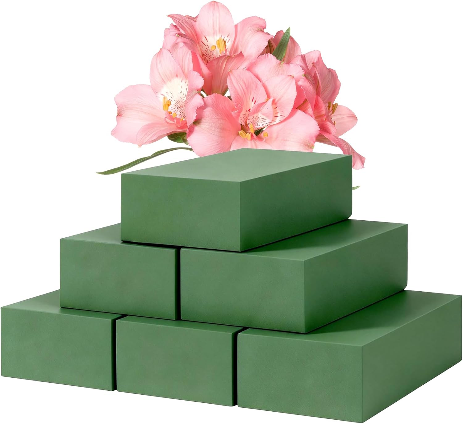 6 Pack 5.5"L x 3.1"W x 1.6"H Floral Foam Blocks, Styrofoam for Planters | Dry & Wet, Green Florist Foam for Fresh & Artificial Flowers Arrangements, Indoor Outdoor, for Wedding Home Garden Succulents