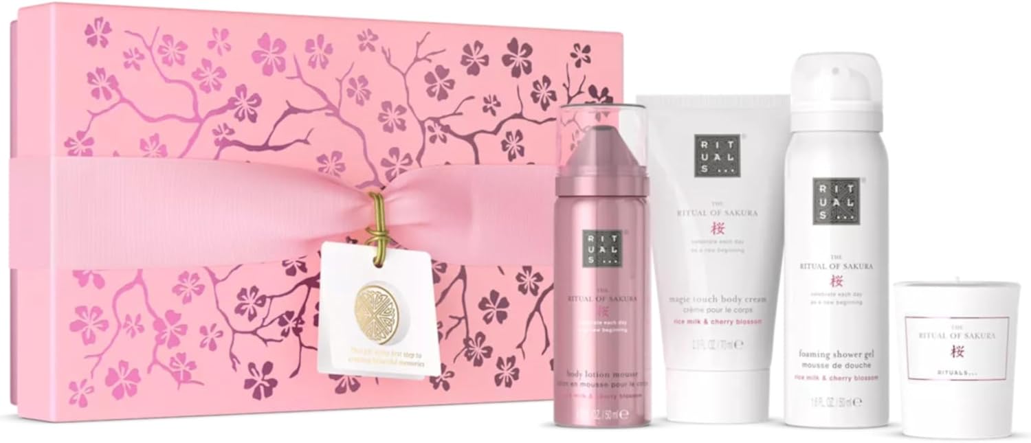 RITUALS Gift Set The Ritual of Sakura Small - Home and Skincare Products Enriched with Cherry Blossom and Rice Milk - Bath Gift Box with Renewing Properties