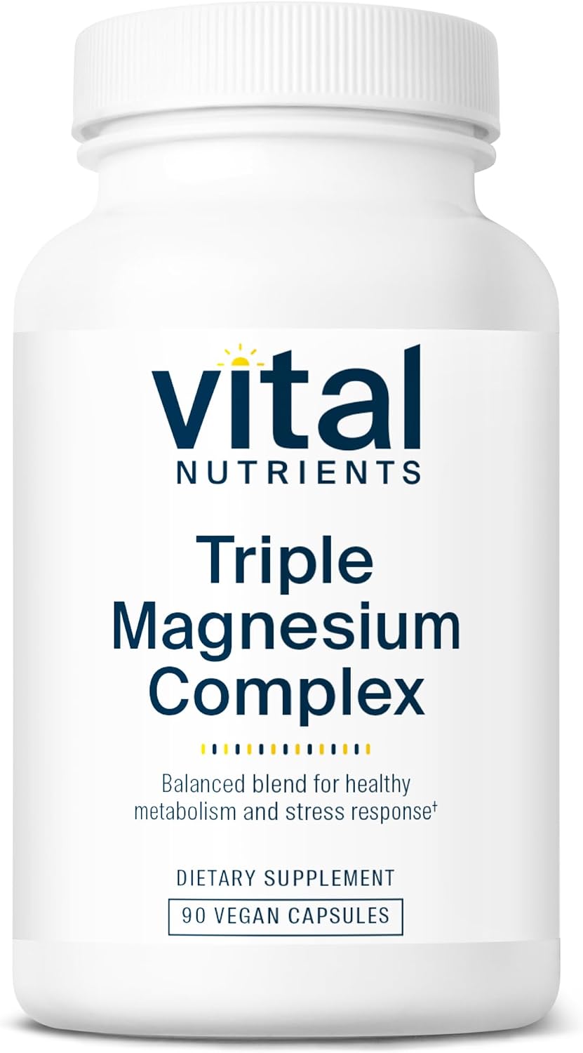 Vital Nutrients Triple Magnesium Complex | Vegan Magnesium Glycinate, Malate & Oxide 250mg | Easily Absorbed Magnesium Supplement for Stress, Muscle, Heart, Bone Support | 90 Capsules