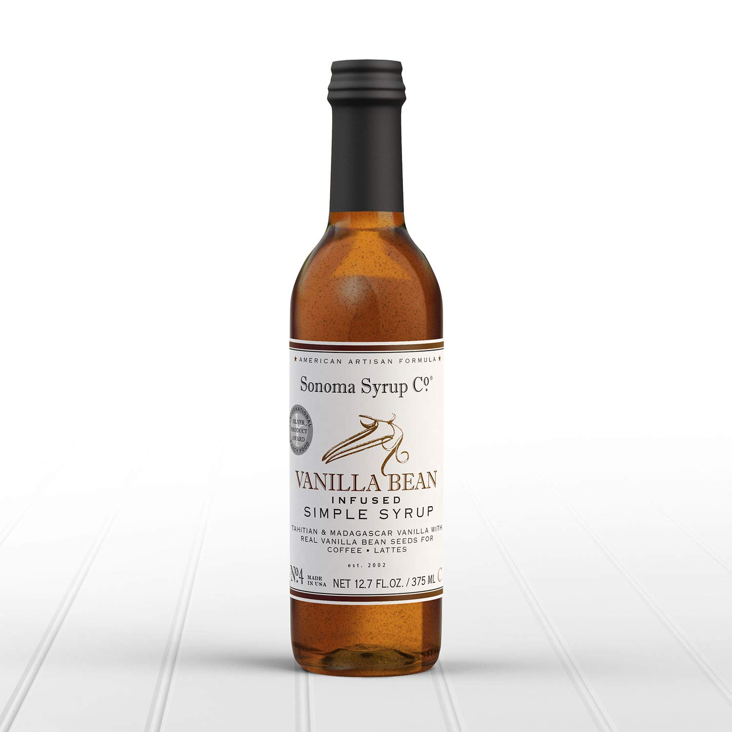 Sonoma Syrup Co. Infused Vanilla Bean Simple Syrup, 6 Count of 375 mL Bottles, Artisan, Madagascar Bourbon and Tahitian Vanilla Beans