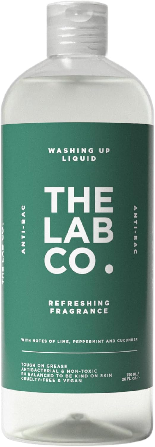 The Lab Co. Washing Up Liquid 750ml antibacterial dishwashing Refreshing Fragrance Lime Peppermint Cucumber